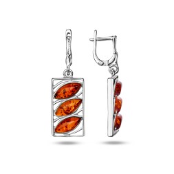 Серьги &quot;Ассорти&quot; Посеребрение с Янтарем
